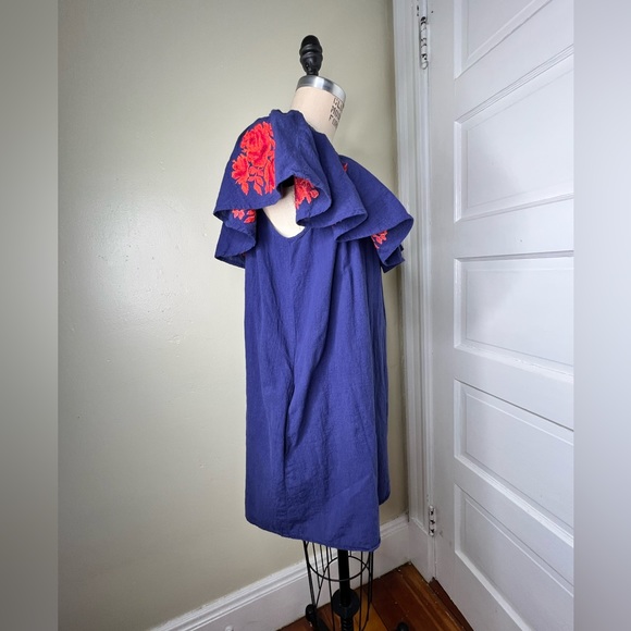 Umgee Floral Off the shoulder ruffle Dress Floral Embroidered Large - Picture 7 of 11